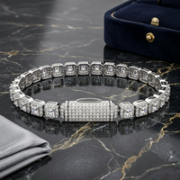 Bracelet chaîne en argent plaqué chrome rose avec moissanite VVS, design cœur, test diamant 100% positif
