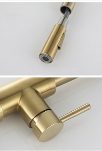 Sus 304 Stainless Steel Pull Out Kitchen Faucet Gold Brushed Black Counter <strong>Top</strong> Mount Flex Sink Water Mixer <strong>Tap</strong> - Product Image 3