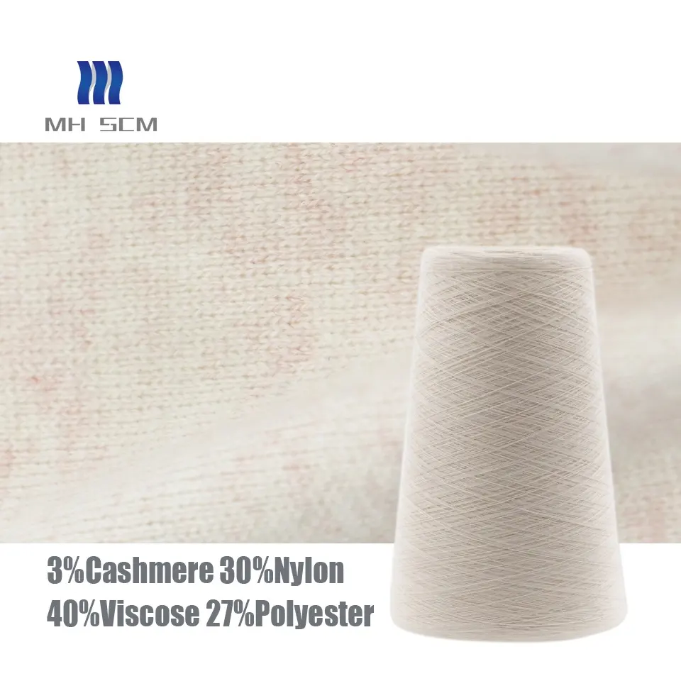 Weiches Kaschmir-Mischgarn 3% Kaschmir 30% Nylon 40% Viskose 27% gesponnenes Polyester garn gefärbt 2/32nm Strick garne zum Verkauf