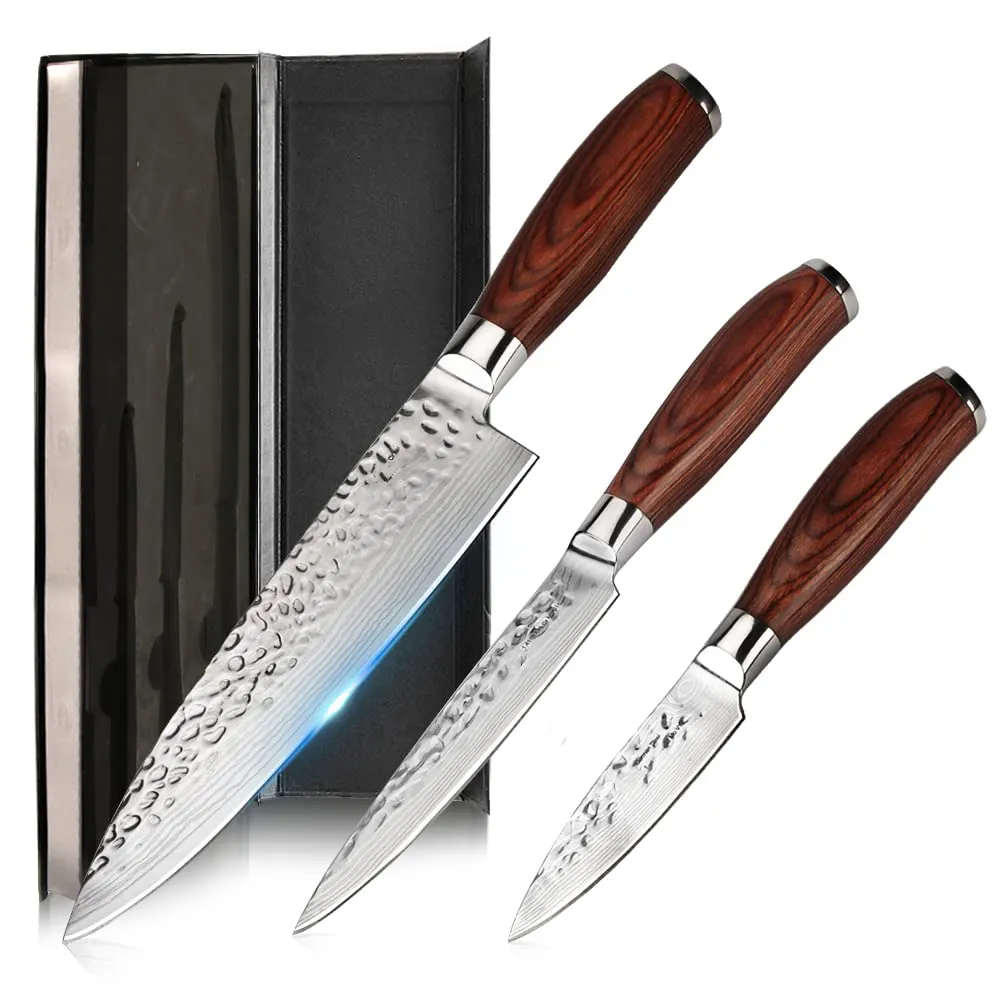 Oem/wholesale 67 Layer Damascus Vg10 Steel Core Knife Kitchen Set With Pakka Wood Handle Forge Chef Utility Knives Chef Knife