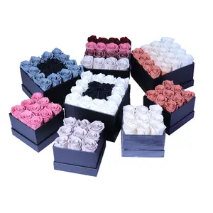 Großhandel Geschenks ets für Frauen Rose Flower Boxes Lange Lebensdauer für immer erhalten Ewige 9 Rosen 16 Rosen In Square Geschenk box