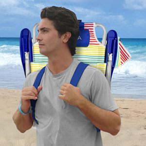 เก้าอี้ชายหาดแบบพกพาคุณภาพสูง ปรับได้ น้ำหนักเบา 5 ระดับ พร้อมกระเป๋าเป้ หมอนรองนั่งแบบมีเบาะ ที่วางแก้ว และกระเป๋าเก็บความเย็น - Product Image 4