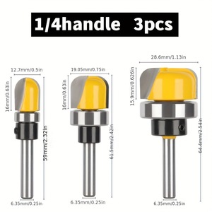 Guest Quality Roundover Cut Router Bits 1/4 In Shank Carbide Tipped Woodworking Tools 3 Pcs Set - Product Image 3