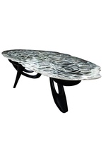 Table basse en résine transparente à effet d'ondulation, design moderne et simple, aucun assemblage requis, pour salon, usage domestique