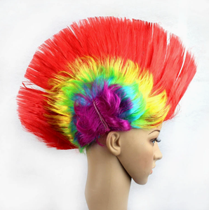 <span class=keywords><strong>Peluca</strong></span> de pelo corto y liso estilo punk divertido, <span class=keywords><strong>peluca</strong></span> sintética corta tipo mohawk para cosplay y fiestas, 150% de densidad, línea de cabello natural - Product Image 5