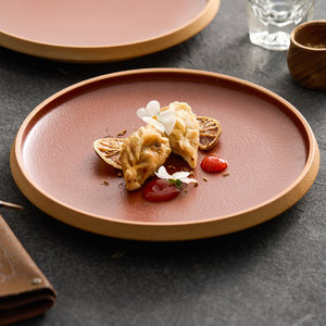Plato Plano Rústico de Cerámica Color Terracota Marrón, Plato de Barro Rojo, Vajilla de Cerámica Estilo Chino, Plato para Servir la Cena - Product Image 2
