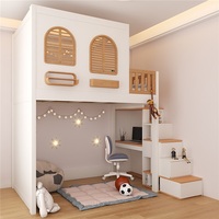 Lit superposé JS Custom pour enfants avec maisonnette dans les arbres, escalier, bureau d'étude, structure en bois massif, lit surélevé, tiroirs de rangement, design moderne, respectueux de l'environnement