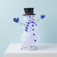 Figurine de bonhomme de neige de Noël 3D LED télescopique pré-éclairée, étanche IP44, avec cadre acrylique pliable 40x95cm, pour extérieur, jardin