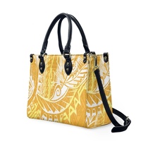 Sac à main pliable de luxe pour femme, design polynésien tendance, en PU imperméable, portable, avec fermeture éclair et deux sangles en polyester
