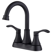Keran Wastafel 2 Gagang Putar 360 Derajat, Model Centerset 4 Inci, Lubang Tunggal, untuk Wastafel Vanity, 4011B-NA, Warna Emas Brushed, Dilengkapi Pop Drain