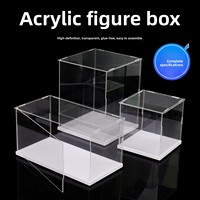 Vitrine de présentation transparente en acrylique avec couvercle anti-poussière, style ouverture à clapet, pour figurines BUBBLE MART Labubu et boîtes mystères, montage facile, emballage plat, présentoir