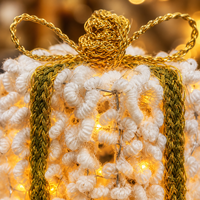 Lot de boîtes cadeaux de Noël en fer texturé lumineuses, 3 tailles, ruban doré tricoté, LED chaudes, pour décoration intérieure, style européen et américain
