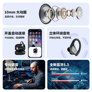 BsiNFn Wireless Earbuds Hang-On Design Noise Reduction Sport <b>Bluetooth</b> Earphones - Product Image 3