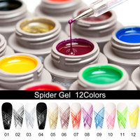 VENALISA Nouveau Gel Araignée Super Extensible Adhésif Facile à Appliquer 5g Couleur OEM Gel UV pour Dessin Soie 12 Couleurs