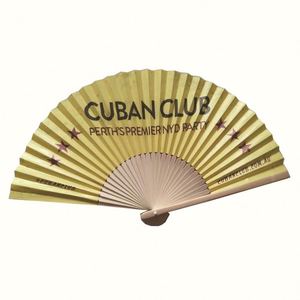 Abanico de Mano de Bambú Blanco Personalizado, con Logotipo Impreso y Pintado, Abanico de Papel en Blanco Portátil para Bodas - Product Image 3