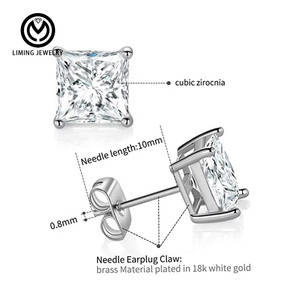 GE53 Korean Trendy Cubic Zircon CZ Stud <strong>Earrings</strong> 925 Sterling Silver <strong>Square</strong> <strong>Diamond</strong> Hypoallergenic <strong>Earring</strong> for Women Men Jewelry - Product Image 4