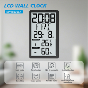 LCD Đồng hồ treo tường với nhiệt độ trong nhà và độ ẩm <span class=keywords><strong>mini</strong></span> kỹ thuật số Đồng Hồ Báo Thức Lớn hiện đại đồng hồ báo thức - Product Image 3