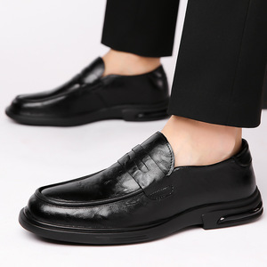 Mocasines de Cuero Marrón para Hombre, Punta Redonda, Suela Suave, Tacón Bajo, Zapatos Casuales de Negocios, Suela de Goma, Hechos en Wenzhou - Product Image 4