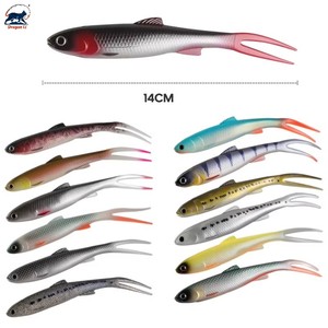 Leurre souple <span class=keywords><strong>de</strong></span> pêche 11g 5.5in <span class=keywords><strong>V</strong></span>-Tail Shad Split Tail Minnow Jerkbait Swimbait Fork Tail Bait pour jig head et drop shot rig Soft Fluke - Product Image 6