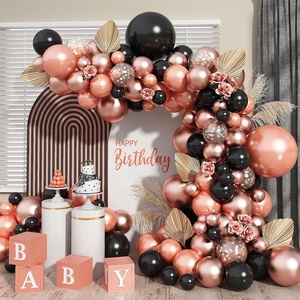 Kit Decorazioni <span class=keywords><strong>per</strong></span> Feste di Compleanno e Matrimonio, Set Ghirlanda di Palloncini Neri Cromati e Oro Rosa con <span class=keywords><strong>Coriandoli</strong></span> - Product Image 2