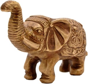 Estatua de Elefante de Latón Dorado Art Deco Hecha a Mano, Ecológica, Figura de la Suerte para Decoración del Hogar, Regalos, Diseño Animal Duradero - Product Image 4