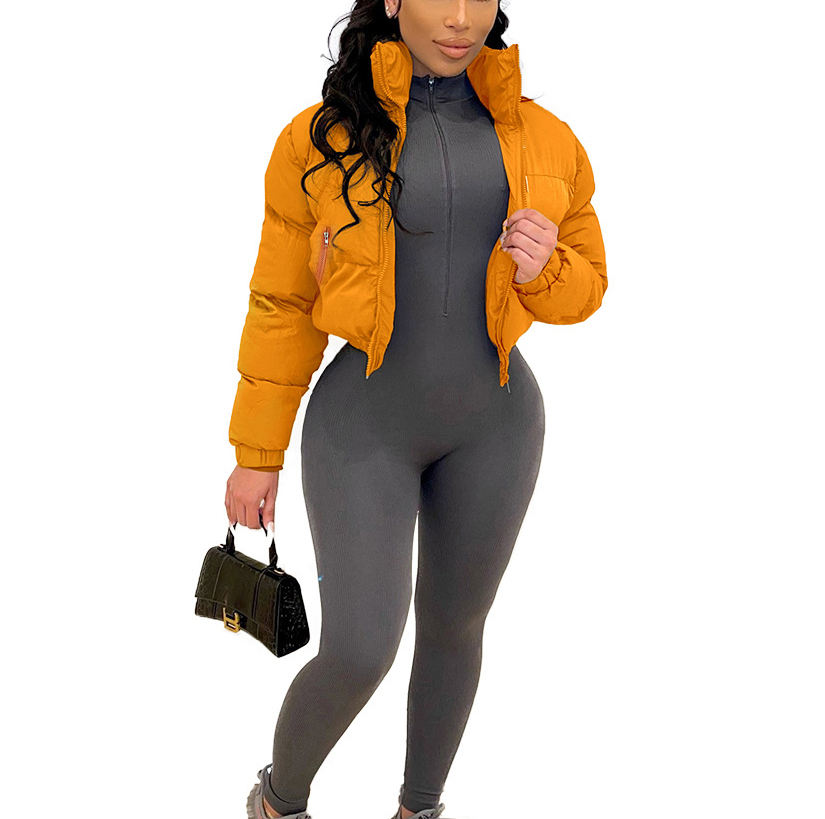 Ladies Casual Zipper Outwear Winter Down Coats Waterproof Crop