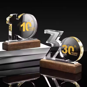 Piala Penghargaan Kaca dengan Alas Kayu Kosong JN, Trofi Penghargaan Kristal dengan Alas Kayu untuk Ukiran Suvenir - Product Image 3