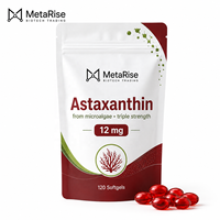 Gélules d'astaxanthine 500mg, 120 unités, service de marque personnalisée OEM/ODM, complément antioxydant, soutient l'énergie, durée de conservation 24 mois, 90g pour tous