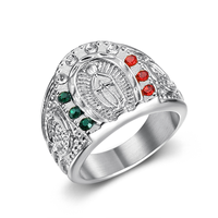 Bague Hip Hop en acier plaqué or avec diamants colorés Saint Maria pour homme
