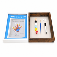 Kit de cadre photo en bois massif pour empreintes de mains 8x10 pouces, multicolore, ensemble complet DIY, cadre souvenir familial pour cadeau de baby shower