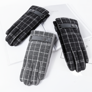 Guantes táctiles de moda de invierno Traje de cuadros de lana de gamuza para protección solar al aire libre - Product Image 1