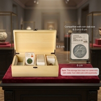 Boîte de rangement en bois à 40 compartiments avec serrure vintage pour supports de pièces de monnaie classées – Idéale pour la collection de pièces de monnaie (vente en gros)