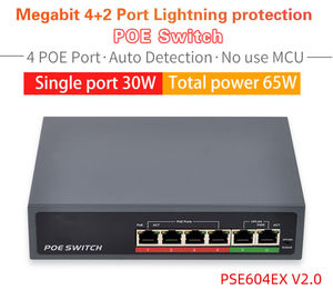 Extensor de 10/100 Mbps, 250 m, Protección contra Rayos de 4 KV, 10/700us, Switch PoE de 4+2 Puertos y 48 V - Product Image 1