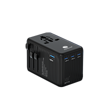 Chargeur rapide universel 65W/75W PD GaN, adaptateur de voyage USB et Type C pour le Royaume-Uni, les États-Unis, l'UE, l'Australie et le monde entier, avec convertisseur 220V vers 110V