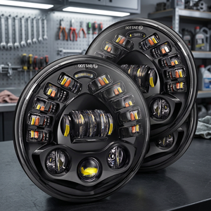 Sistema de Iluminación Automotriz, Faros LED de 12V, 7 Pulgadas, 75W, 6000K, Luz Alta/Baja, Redondos, Luz Diurna DRL, 5000 Lúmenes, Nuevos para Motocicleta - Product Image 3