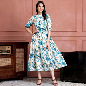 Vestido Midi de Algodón con Estampado Floral para Mujer, Estilo Casual Holgado de Verano, Ropa Étnica de India y Pakistán, Impresión Digital - Product Image 1