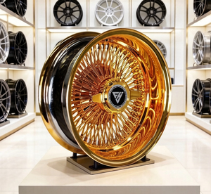 Jantes en acier inoxydable à rayons, 13, 14, 16, 18 pouces, 72 ou 100 rayons, entièrement dorées, pour Rolls Royce, Cadillac, <span class=keywords><strong>Thunderbird</strong></span>, Chevrolet - Product Image 1