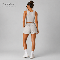 Ensemble décontracté deux pièces tendance streetwear pour femme, été 2026, avec logo personnalisé, débardeur court rayé et short à fermeture éclair avec ceinture, haute qualité