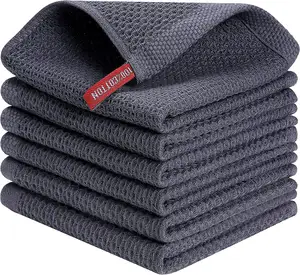 ผ้าวาฟเฟิลผ้าฝ้าย100% ขนาด12X12นิ้วผ้าเช็ดจานสำหรับห้องครัวผ้าเช็ดจานผ้าซับน้ำได้ดีเป็นพิเศษแห้งเร็ว