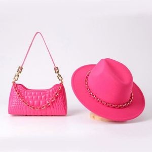 Venta al por Mayor 2023, Nuevo Diseño, Conjunto de Sombrero Fedora Blanco y Bolso para Mujer - Product Image 4