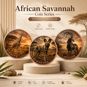 Pièce de monnaie en cuivre pur 999 de 1 oz, couleur cuivre, en relief, série Animaux Puissants de la Savane Africaine, édition UV préférée, motif Cerf - Product Image 2
