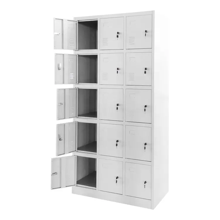 15 đa cửa kim loại Locker trong 3 rộng 5 Tier kim loại lưu trữ Locker