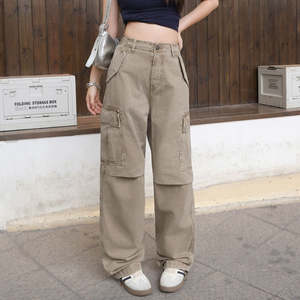 Jean pour <span class=keywords><strong>femme</strong></span> gris délavé coupe large et ajustée style vintage 2026 – Pantalon polyvalent style streetwear américain - Product Image 4