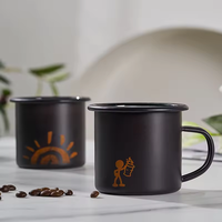Logo personnalisé 8cm 350ml métal voyage en plein air pique-nique tasse à café Camping émail tasses à café tasse de sublimation changement de couleur tasse magique