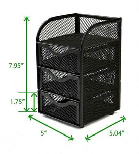 Mesh Desk Organizer Supply Caddy with 3 Accessories Drawer Storage Drawers Metal Iron White <b>Box</b> Customized Logo Multifunction - Product Image 3