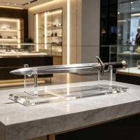 Soporte de exhibición horizontal de acrílico transparente para espadas, katana, wakizashi, exhibidor de escritorio para espadas samurái
