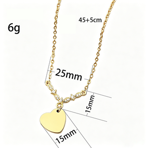 Collar con Colgante <span class=keywords><strong>de</strong></span> Corazón en Blanco con Incrustaciones <span class=keywords><strong>de</strong></span> Circonitas Cúbicas Ywyougang, Cadena Decorativa <span class=keywords><strong>de</strong></span> Acero Inoxidable, Joyería Fina con Grabado Personalizado para Mujer - Product Image 5