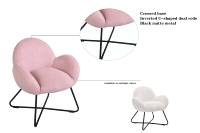 CARLFORD chaise d'appoint moelleuse en fausse fourrure fauteuil tufté rose pour salon chambre appartement hôtel école en plein air