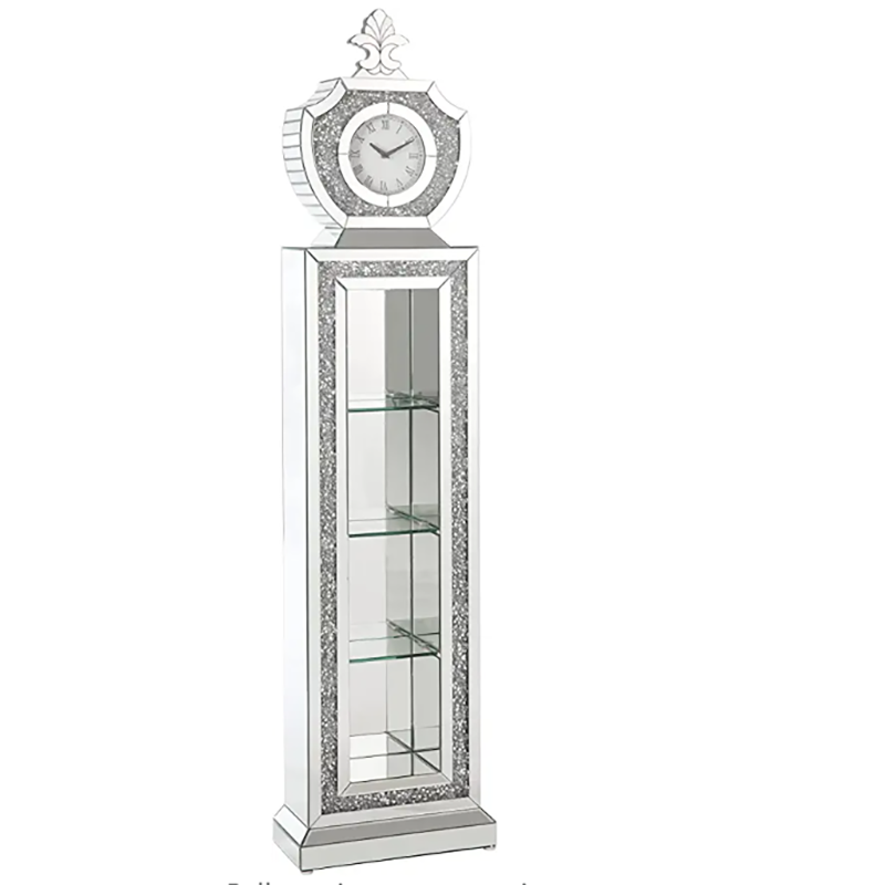 2022 New Designs Noralie Vertical Grandfather Clock with LED in Mirrored and Faux Diamonds for Home Decoration Living Room