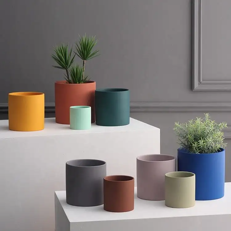 Macetas de cerámica de bonsái pequeño de esmalte mate para jardín de casa, maceta de tamaño personalizado, maceta de flores de interior INS, maceta creativa simple